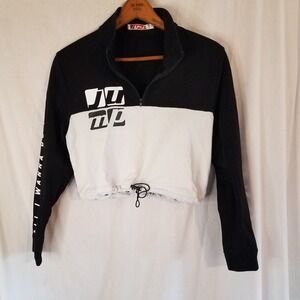Jump‎ Quarter Zip Crop Long Sleeve Sz M  Adj Waist "All I want to do is Jump"